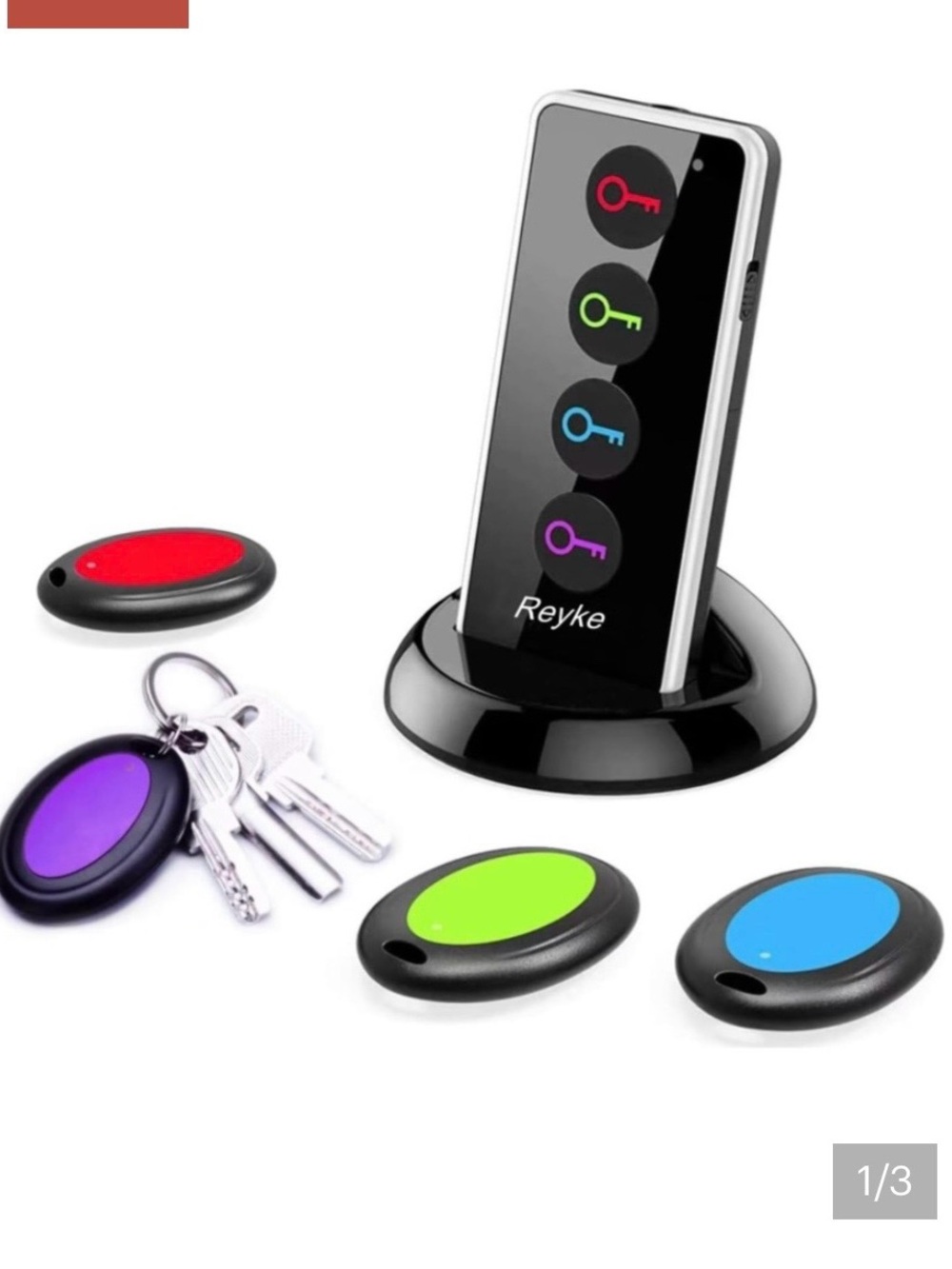 NIB Wireless Bluetooth Key Finder - Black with Multi-Color Tags